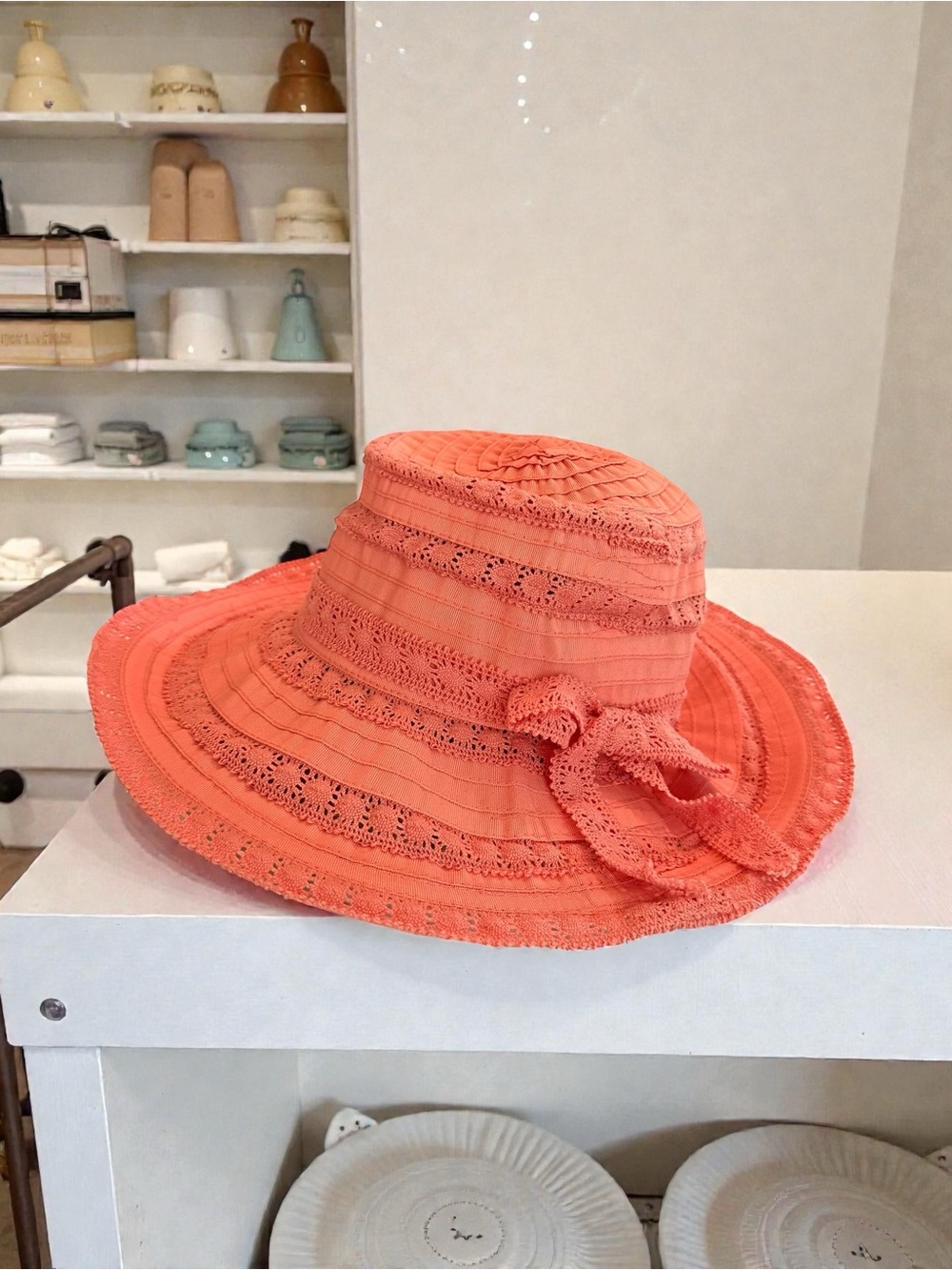 Capelli of New York Pink Wide-Brim Cotton Hat